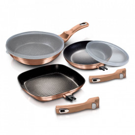 Set tigai cu maner detasabil (5 piese) Rose Gold Metallic Line BerlingerHaus BH 7038