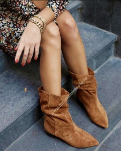 Cizme Serena Short Chestnut piele naturala