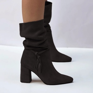 Cizme Linnea Bej sau negru Short Piele Naturala - Img 6