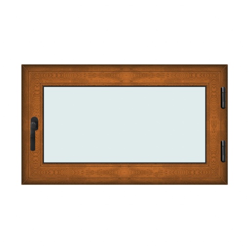 Fereastra 120x70cm, 1 canat, maro, stejar auriu, dreapta si rabatare, Klass, 7cm, 6 camere, 2 garnituri