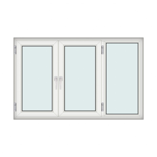 Fereastra 192x125cm, 3 canate, 2 deschideri, cu montant fix, alb, WDS