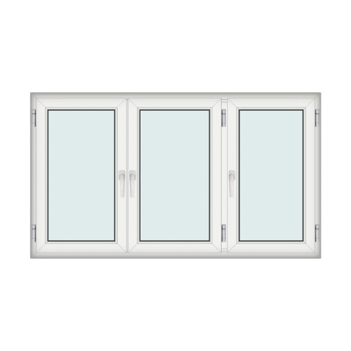 Fereastra 212x121cm, 3 canate, 3 deschideri, cu montant fix, alb, Kirchberger