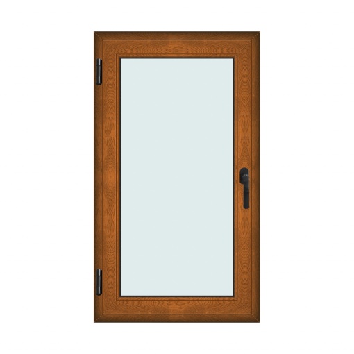 Fereastra 80x140cm, 1 canat, maro, stejar auriu, stanga si rabatare, Klass, 7cm, 6 camere, 2 garnituri
