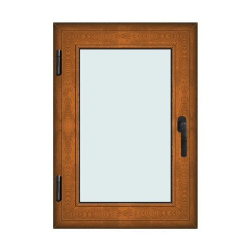 Fereastra 70x100cm, 1 canat, maro, stejar auriu, stanga si rabatare, Klass, 7cm, 6 camere, 2 garnituri