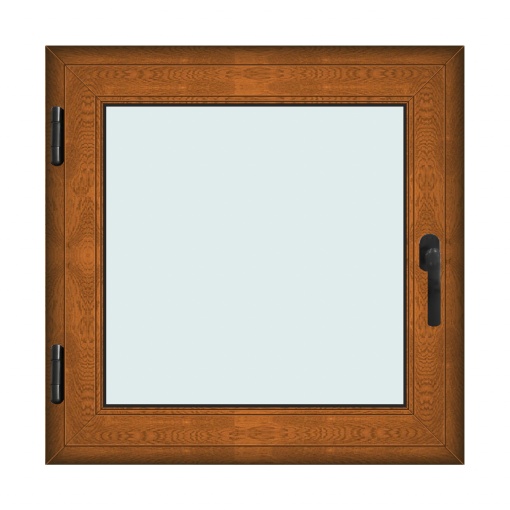 Fereastra 90x90cm, 1 canat, maro, stejar auriu, stanga si rabatare, Klass, 7cm, 6 camere, 2 garnituri