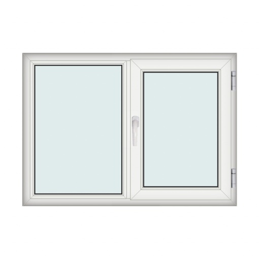 Fereastra 140x100cm, 2 canate, alb, dreapta si rabatare, Eurotech, 8.1cm, 6 camere, 3 garnituri