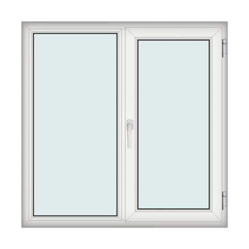Fereastra 140x140cm, 2 canate, alb, dreapta si rabatare, Eurotech, 8.1cm, 6 camere, 3 garnituri
