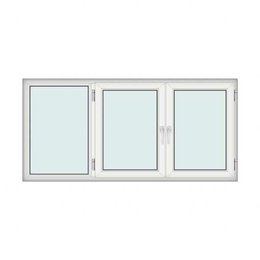 Fereastra 232x111cm, 3 canate, 2 deschideri, cu montant fix, alb, Kirchberger