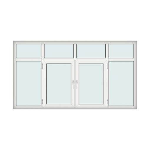 Fereastra 290x154cm, 4 canate, 2 deschideri, cu montant fix, alb, WDS