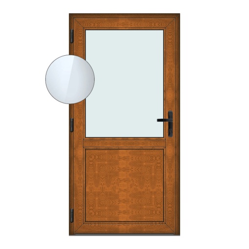Usa Hamburg, PVC & termopan, 80x210cm, maro, stejar auriu, stanga, Klass, 6cm, 4 camere, sticla transparenta