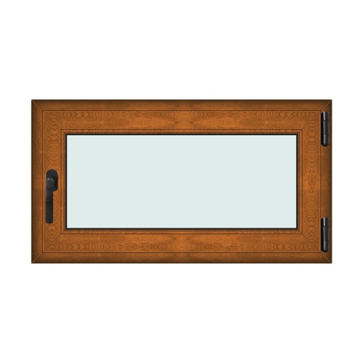 Fereastra 110x60cm, 1 canat, maro, stejar auriu, dreapta si rabatare, Klass, 7cm, 6 camere, 2 garnituri