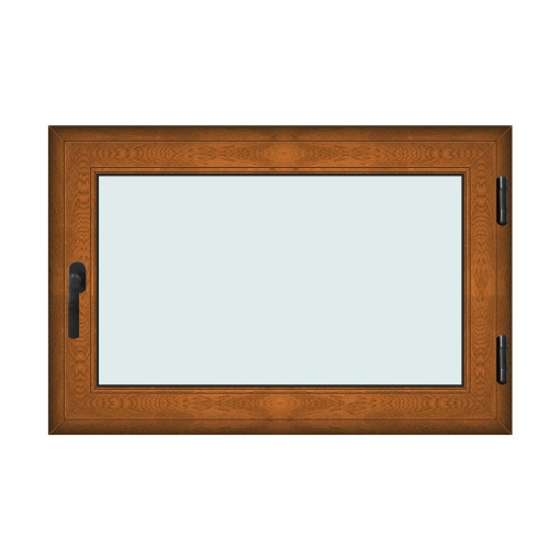 Fereastra 120x80cm, 1 canat, maro, stejar auriu, dreapta si rabatare, Klass, 7cm, 6 camere, 2 garnituri