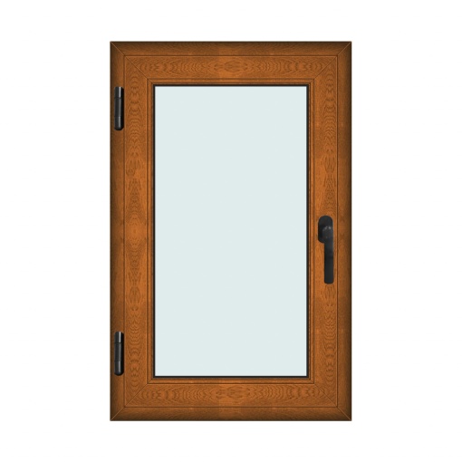 Fereastra 70x110cm, 1 canat, maro, stejar auriu, stanga si rabatare, Klass, 7cm, 6 camere, 2 garnituri