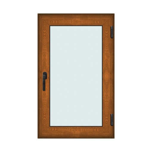 Fereastra 80x130cm, 1 canat, maro, stejar auriu, dreapta si rabatare, Klass, 7cm, 6 camere, 2 garnituri