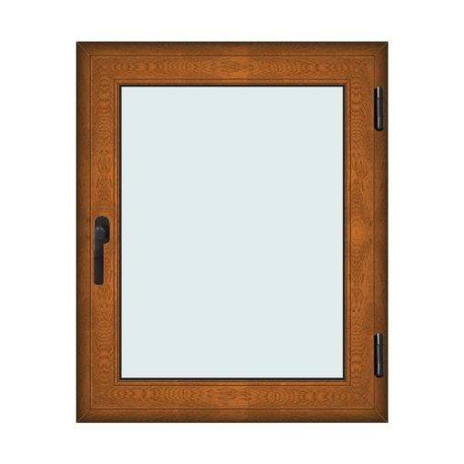 Fereastra 90x110cm, 1 canat, maro, stejar auriu, dreapta si rabatare, Klass, 7cm, 6 camere, 2 garnituri