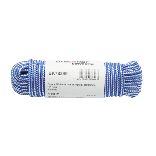 Sfoara PP impletita 4mmx10m, alb/albastru, Cod: BK78399, Echivalență: DISLT01, Breckner Germany