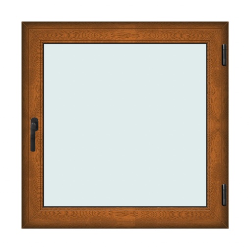 Fereastra 120x120cm, 1 canat, maro, stejar auriu, dreapta si rabatare, Klass, 7cm, 6 camere, 2 garnituri
