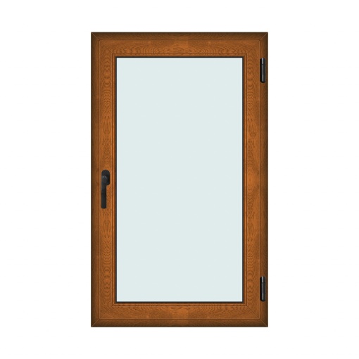 Fereastra 90x150cm, 1 canat, maro, stejar auriu, dreapta si rabatare, Klass, 7cm, 6 camere, 2 garnituri