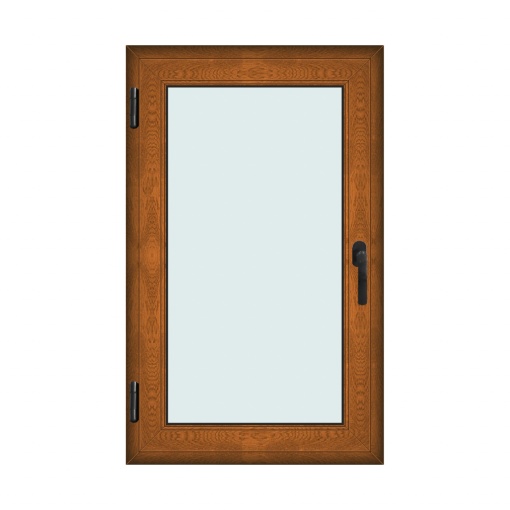 Fereastra 80x130cm, 1 canat, maro, stejar auriu, stanga si rabatare, Klass, 7cm, 6 camere, 2 garnituri