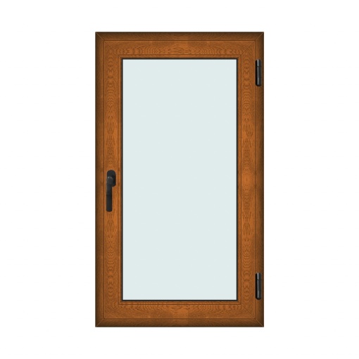Fereastra 80x140cm, 1 canat, maro, stejar auriu, dreapta si rabatare, Klass, 7cm, 6 camere, 2 garnituri