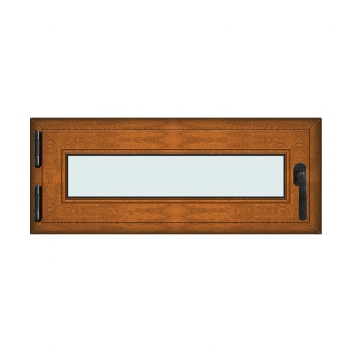 Fereastra 100x40cm, 1 canat, maro, stejar auriu, stanga si rabatare, Klass, 7cm, 6 camere, 2 garnituri