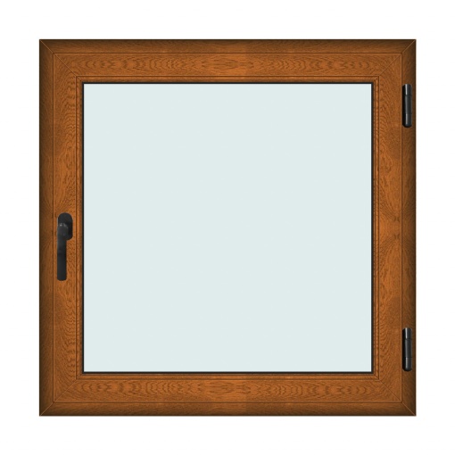 Fereastra 110x110cm, 1 canat, maro, stejar auriu, dreapta si rabatare, Klass, 7cm, 6 camere, 2 garnituri
