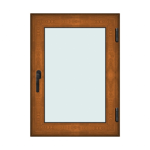 Fereastra 80x110cm, 1 canat, maro, stejar auriu, dreapta si rabatare, Klass, 7cm, 6 camere, 2 garnituri