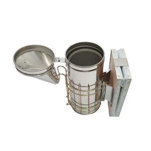 Afumator albine din inox cu cilindru scut termic si burduf din piele 230mm, Cod: DISKR07 - Img 5