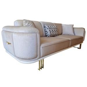 Canapea Extensibila Confor, 240x100x85cm, 3 locuri, Baby Face V-03 Beige, Glasspandoor - Img 6