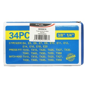 Trusa chei tubulare E-Torx, profil biti TX 34 piese, Cod: BK80616, Brand: BRECKNER GERMANY - Img 2