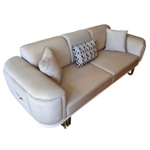 Canapea Extensibila Confor, 240x100x85cm, 3 locuri, Baby Face V-03 Beige, Glasspandoor - Img 7