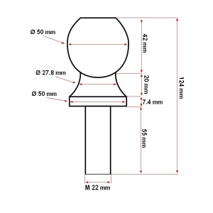 Nuca cui remorcare cu filet M22 50x55mm, Cod: DISCS58 - Img 4