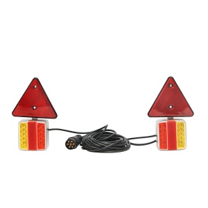 Set lampi LED magnetice cu triunghiuri reflectorizante pentru remorca, fisa 7 pini, cablu 2,5m cablu fisa = 7,5 m Cod: BK98483, Echivalență: DISSA93, Breckner Germany - Img 1