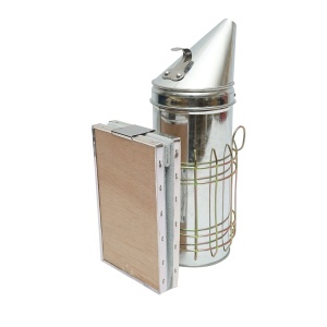 Afumator albine din otel galvanizat cu cilindru scut termic si burduf din piele 230mm, Cod: DISKR08 - Img 2