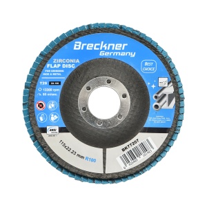 Disc lamelar, abraziv, cu zirconiu, pentru taiat si polizat metal, inox, P100, 115mm, Cod: BK77207 Echivalență: DISGX95, Breckner Germany - Img 1