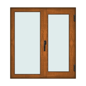 Fereastra 120x130cm, 2 canate, maro, stejar auriu, dreapta si rabatare, Klass, 7cm, 6 camere, 2 garnituri - Img 1