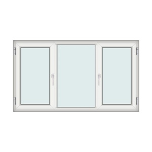 Fereastra 211x121cm, 3 canate, 2 deschideri, cu montant fix, alb, Kirchberger - Img 1