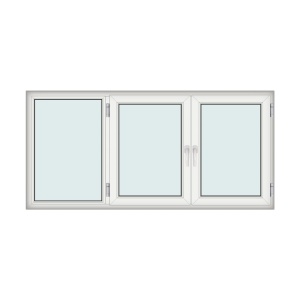 Fereastra 232x111cm, 3 canate, 2 deschideri, cu montant fix, alb, Kirchberger - Img 1