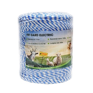Rola fir alb-albastru 3mm insertie metalica 3x0.2mm SS, rezistenta 7.8 Ohm/m, 500m gard electric, Cod: M87Z655, Brand: MEZOFARM - Img 2