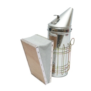 Afumator albine din otel galvanizat cu cilindru scut termic si burduf din piele 230mm, Cod: DISKR08 - Img 3
