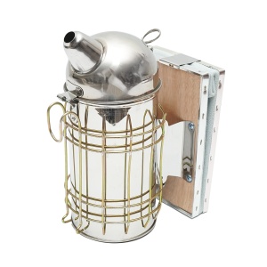 Afumator albine din otel inox cu cilindru scut termic si burduf din piele 160mm, Cod: DISKR10 - Img 1
