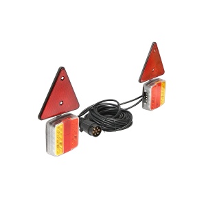 Set lampi LED magnetice cu triunghiuri reflectorizante pentru remorca, fisa 7 pini, cablu 2,5m cablu fisa = 7,5 m Cod: BK98483, Echivalență: DISSA93, Breckner Germany - Img 3