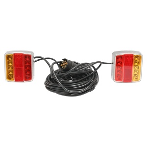 Set lampi LED magnetice pentru remorca, fisa 7 pini, cablu intre stopuri de 2,5m, cablu fisa 7.5m 12 V, Cod: BK69079, Echivalență: DISSA94, Breckner Germany - Img 1