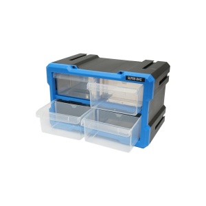 Cutie depozitare albastra din plastic modulara, 4 sertare 58x266x170mm, Cod: BK78047A, Breckner Germany - Img 4
