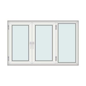 Fereastra 194x125cm, 3 canate, 2 deschideri, cu montant fix, alb, WDS - Img 1