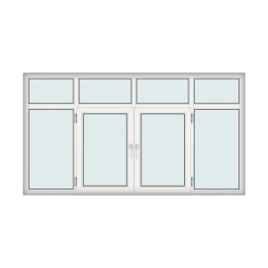 Fereastra 293x155cm, 4 canate, 2 deschideri, cu montant fix, alb, WDS - Img 1