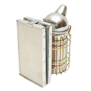 Afumator albine din otel inox cu cilindru scut termic si burduf din piele 210mm, Cod: DISKR11 - Img 2