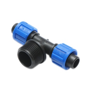 Teu compresiune, cu filet exterior, D16mmx3/4 toll, PN6, pentru sisteme de irigatii, Cod: DISLU79, Poelsan - Img 1