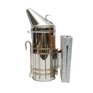 Afumator albine din inox cu cilindru scut termic si burduf din piele 230mm, Cod: DISKR07 - Img 1