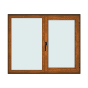 Fereastra 160x130cm, 2 canate, maro, stejar auriu, dreapta si rabatare, Klass, 7cm, 6 camere, 2 garnituri - Img 1